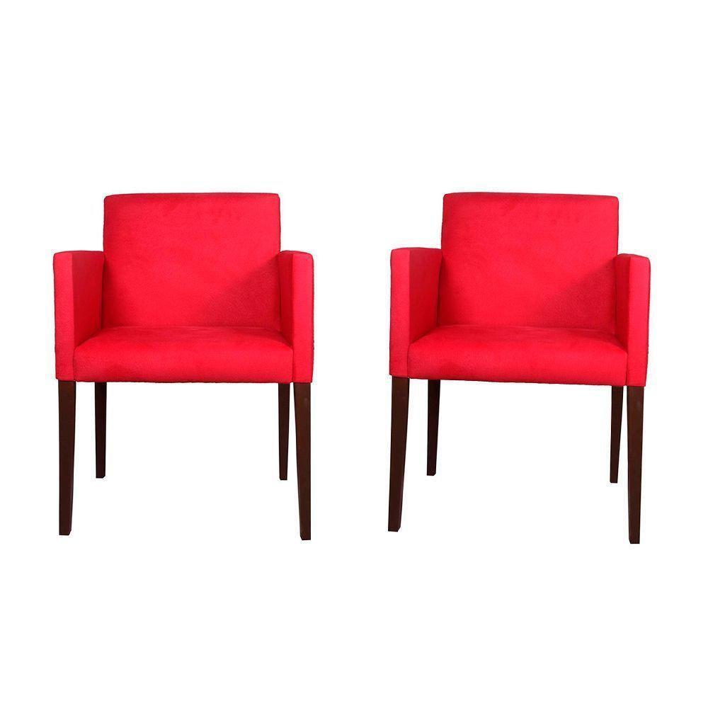 Kit 2 Poltronas Nina Para Escritório Sala De Recepção Tecido Suede - Vermelho - Cor: Vermelho - 1