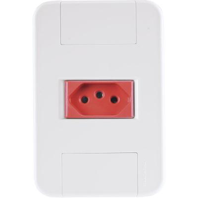 Conjunto 4x2 Com 1 Tomada 2p+t 20 A 250 V Tramontina Tablet Branco E Vermelho