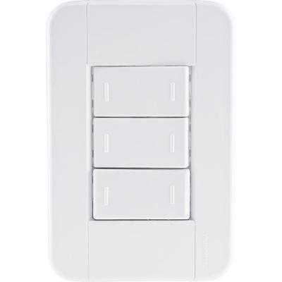 Conjunto 4x2 Com 3 Interruptores Paralelos 10 A 250 V Tramontina Tablet Branco