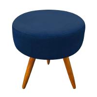 Kit 2 Poltronas Opalas Com Puff Redondo Suede Azul Marinho - 5