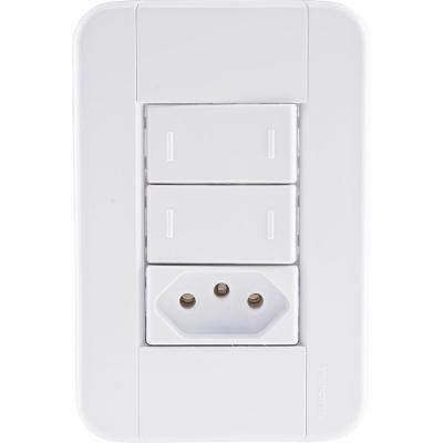 Conjunto 4x2 Com 2 Interruptores Paralelos 10 A 250 V E 1 Tomada 2p+t 10 A 250 V Tramontina Tablet Branco