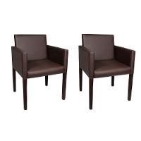 Kit 2 Poltronas Nina Executiva Em Tecido Sintético - Marrom Café - Cor: Marrom - 1