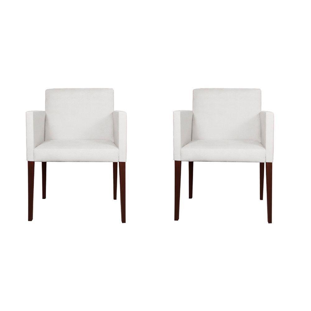 Kit 2 Poltronas Nina Executiva Em Tecido Sintético - Branco - Cor: Branco - 1