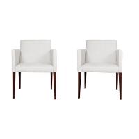 Kit 2 Poltronas Nina Executiva Em Tecido Sintético - Branco - Cor: Branco - 1