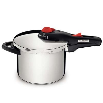 Panela De Pressão Tramontina Solar Em Aço Inox Fundo Triplo Com 5 Dispositivos De Segurança 22Cm 6 L