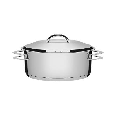 Caçarola Tramontina Solar Rasa Em Aço Inox Fundo Triplo Com Tampa E Alças 24 Cm 4,7 L