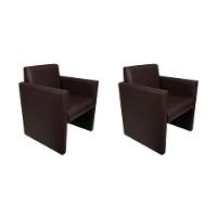 Kit 2 Poltronas Nina Slim Em Tecido Sintético - Marrom Café - Cor: Marrom - 1