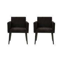 Kit 2 Poltronas Luca Para Sala De Recepção Em Tecido Suede - Preto - Cor: Preto - 1