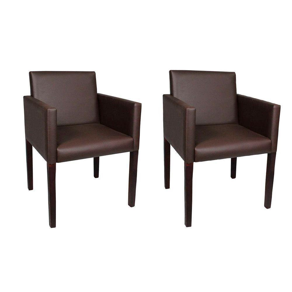 Kit 2 Poltronas Nina Executiva Em Tecido Sintético - Marrom - Cor: Marrom - 1