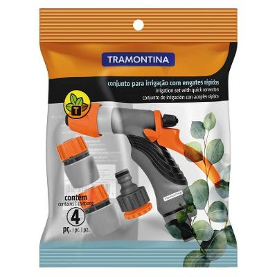 Conjunto Para Irrigação Tramontina Com Engates Rápidos E Hidropistola 4 Peças