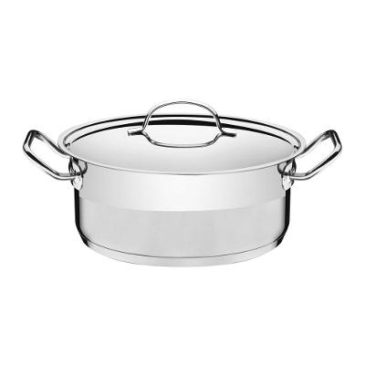 Caçarola Tramontina Professional Rasa Em Aço Inox Fundo Triplo Com Tampa Plana 24 Cm 4,7 L