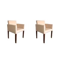 Kit 2 Poltronas Nina Para Escritório Sala De Recepção Tecido Suede - Creme - Cor: Bege - 1