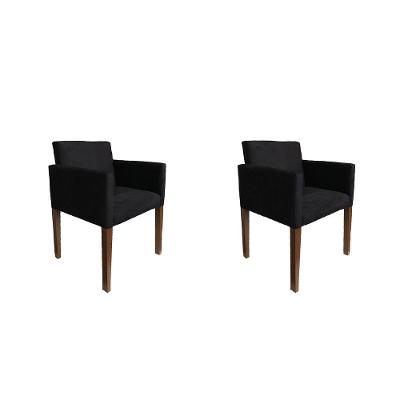 Kit 2 Poltronas Nina Para Escritório Sala De Recepção Tecido Suede - Preto - Cor: Preto