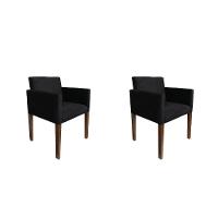 Kit 2 Poltronas Nina Para Escritório Sala De Recepção Tecido Suede - Preto - Cor: Preto - 1