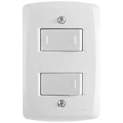 Conjunto 4x2 Com 1 Interruptor Simples 10 A 250 V E 1 Interruptor Paralelo 10 A 250 V Tramontina Lux2 Branco