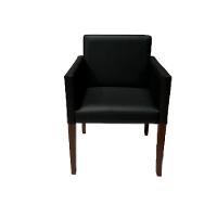 Kit 2 Poltronas Nina Executiva Em Tecido Sintético Preto Pé Maderia Maciça Marrom - Cor: Marrom - 4