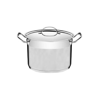Caldeirão Professional Em Aço Inox Fundo Triplo Com Tampa Plana Detalhe Satinado 20 Cm 4,6 L
