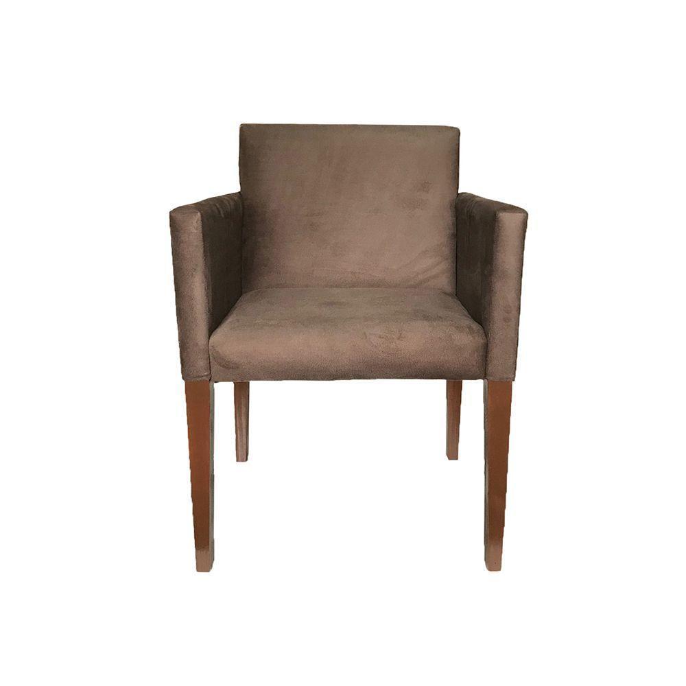 Kit 2 Poltronas Nina Para Escritório Sala De Recepção Tecido Suede - Marrom - Cor: Marrom - 3