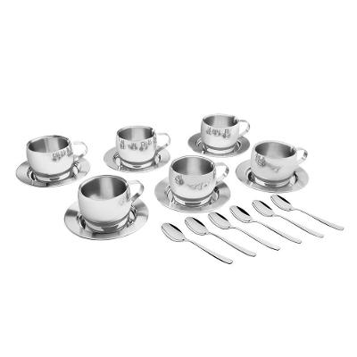 Kit Para Cha E Capuccino Tramontina Em Aço Inox Acabamento Brilho Com Xicara Pires E Colher 18 Peças