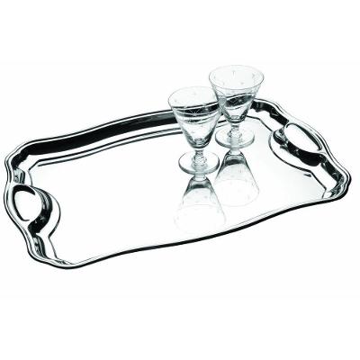 Bandeja Tramontina Classic Retangular Em Aço Inox Com Alças 34 X 24 Cm