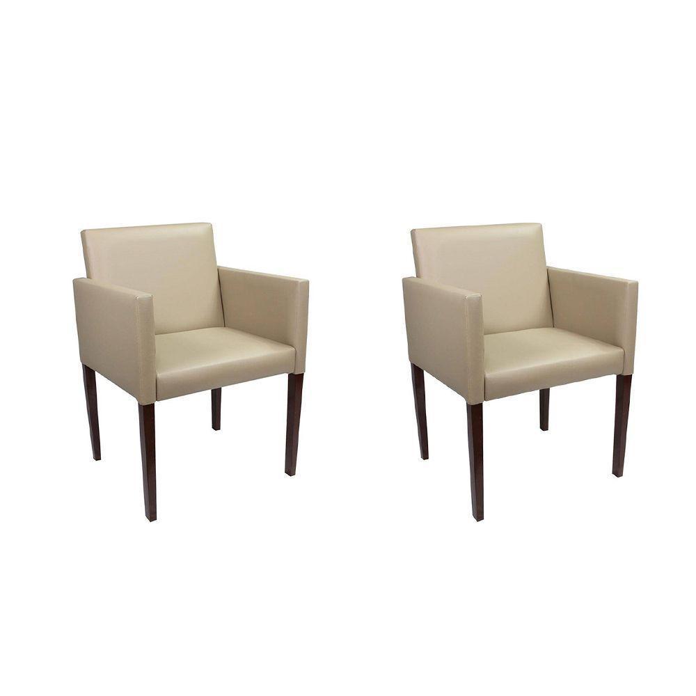 Kit 2 Poltronas Nina Executiva Em Tecido Sintético - Bege - Cor: Bege - 1