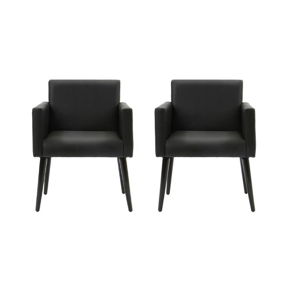 Kit 2 Poltronas Luca Em Tecido Sintético Pé Palito - Preto - Cor: Preto - 1