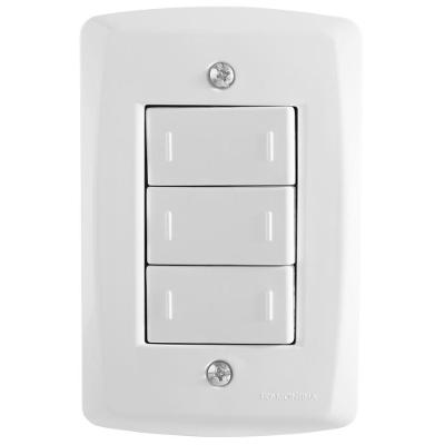 Conjunto 4x2 Com 3 Interruptores Paralelos 10 A 250 V Tramontina Lux2 Branco