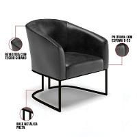 Kit 2 Poltronas Stella Corano Preto Base Industrial Preto - D'Rossi