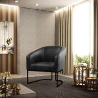 Kit 2 Poltronas Stella Corano Preto Base Industrial Preto - D'Rossi - 8