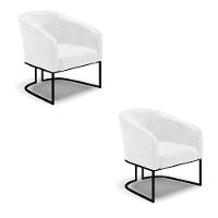 Kit 2 Poltronas Stella Corano Base Industrial Preto - D'Rossi Cor Branco - 1