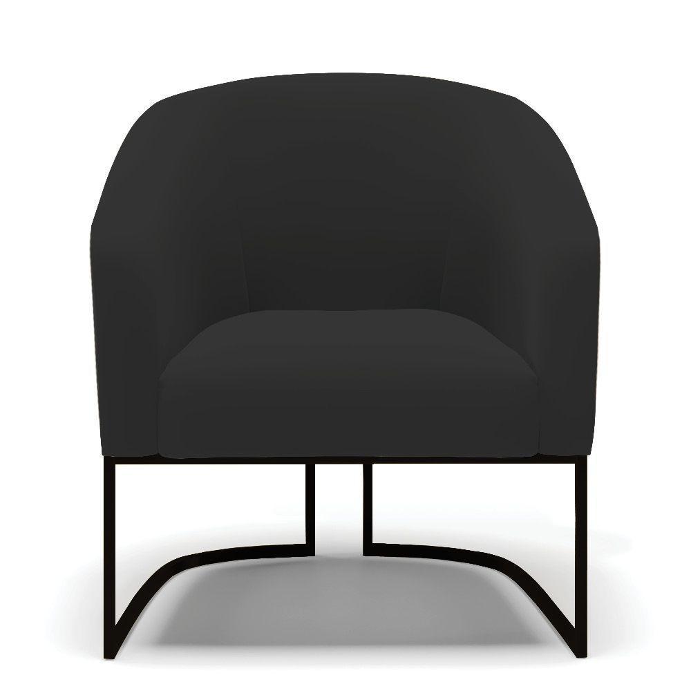 Kit 2 Poltronas Stella Veludo Base Industrial Preto - D'Rossi Cor Preto - 7