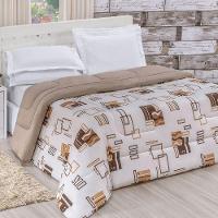 Edredom King Quality Estampado Dupla Face 100% Algodão Fio Penteado 1 Peça - Avelã - 1