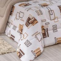 Edredom King Quality Estampado Dupla Face 100% Algodão Fio Penteado 1 Peça - Avelã - 3