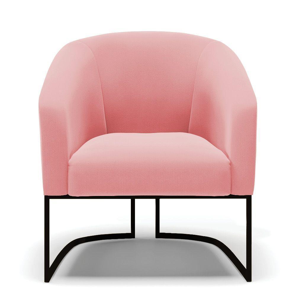 Kit 2 Poltronas Stella Suede Base Industrial Preto - D'Rossi Cor Rose - 7