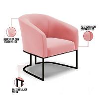 Kit 2 Poltronas Stella Suede Base Industrial Preto - D'Rossi Cor Rose