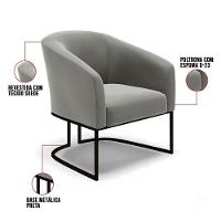 Kit 2 Poltronas Stella Suede Grafite Base Industrial Preto - D'Rossi