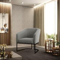 Kit 2 Poltronas Stella Suede Grafite Base Industrial Preto - D'Rossi - 8