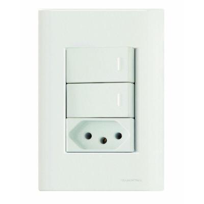 Conjunto 4x2 Com 2 Interruptores Simples 10 A 250 V E 1 Tomada 2p+t 10 A 250 V Tramontina Giz Branco