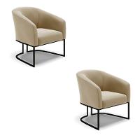 Kit 2 Poltronas Stella Suede Base Industrial Preto - D'Rossi Cor Marrom Rato - 1