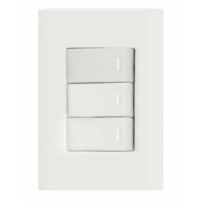 Conjunto 4x2 Com 3 Interruptores Simples 10 A 250 V Tramontina Giz Branco