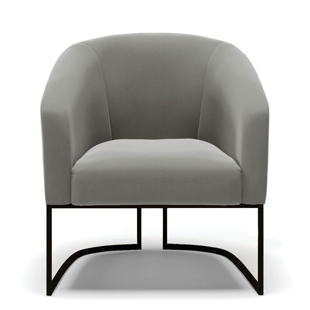 Kit 2 Poltronas Stella Suede Base Industrial Preto - D'Rossi Cor Grafite - 7