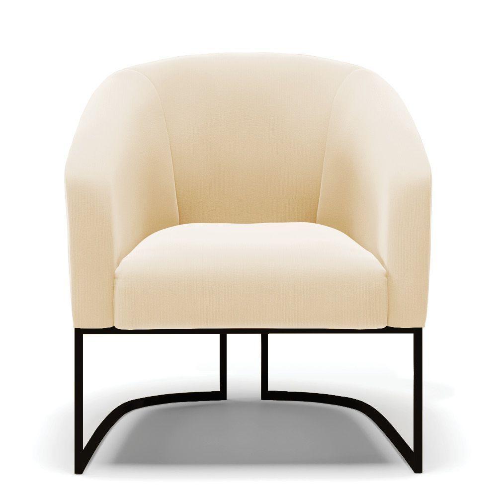 Kit 2 Poltronas Stella Suede Bege Base Industrial Preto - D'Rossi - 7