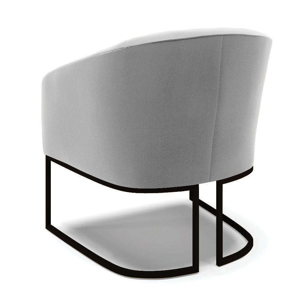 Kit 2 Poltronas Stella Suede Base Industrial Preto - D'Rossi Cor Cinza - 5