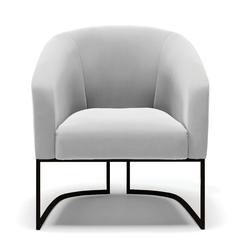 Kit 2 Poltronas Stella Suede Base Industrial Preto - D'Rossi Cor Cinza - 7