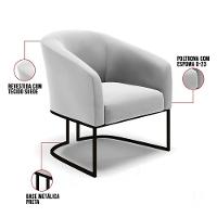 Kit 2 Poltronas Stella Suede Base Industrial Preto - D'Rossi Cor Cinza