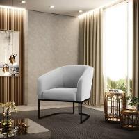 Kit 2 Poltronas Stella Suede Base Industrial Preto - D'Rossi Cor Cinza - 8