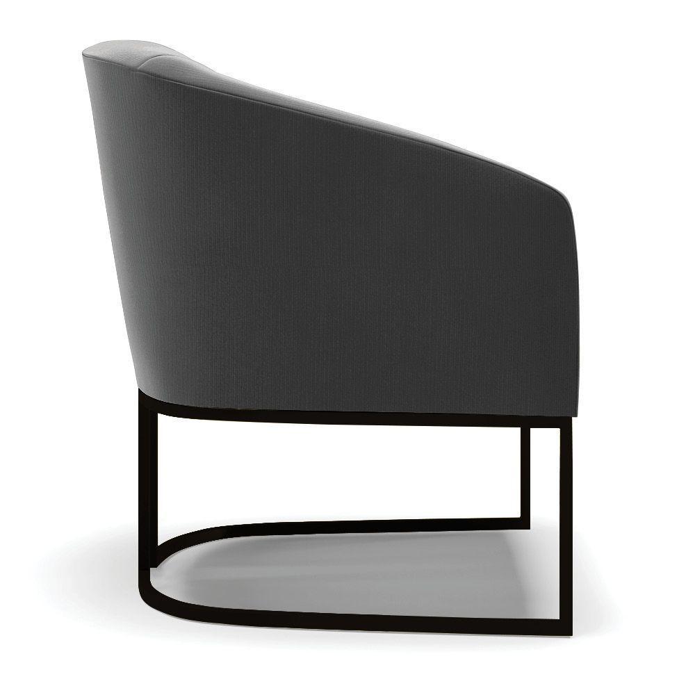 Kit 2 Poltronas Stella Suede Base Industrial Preto - D'Rossi Cor Preto - 6