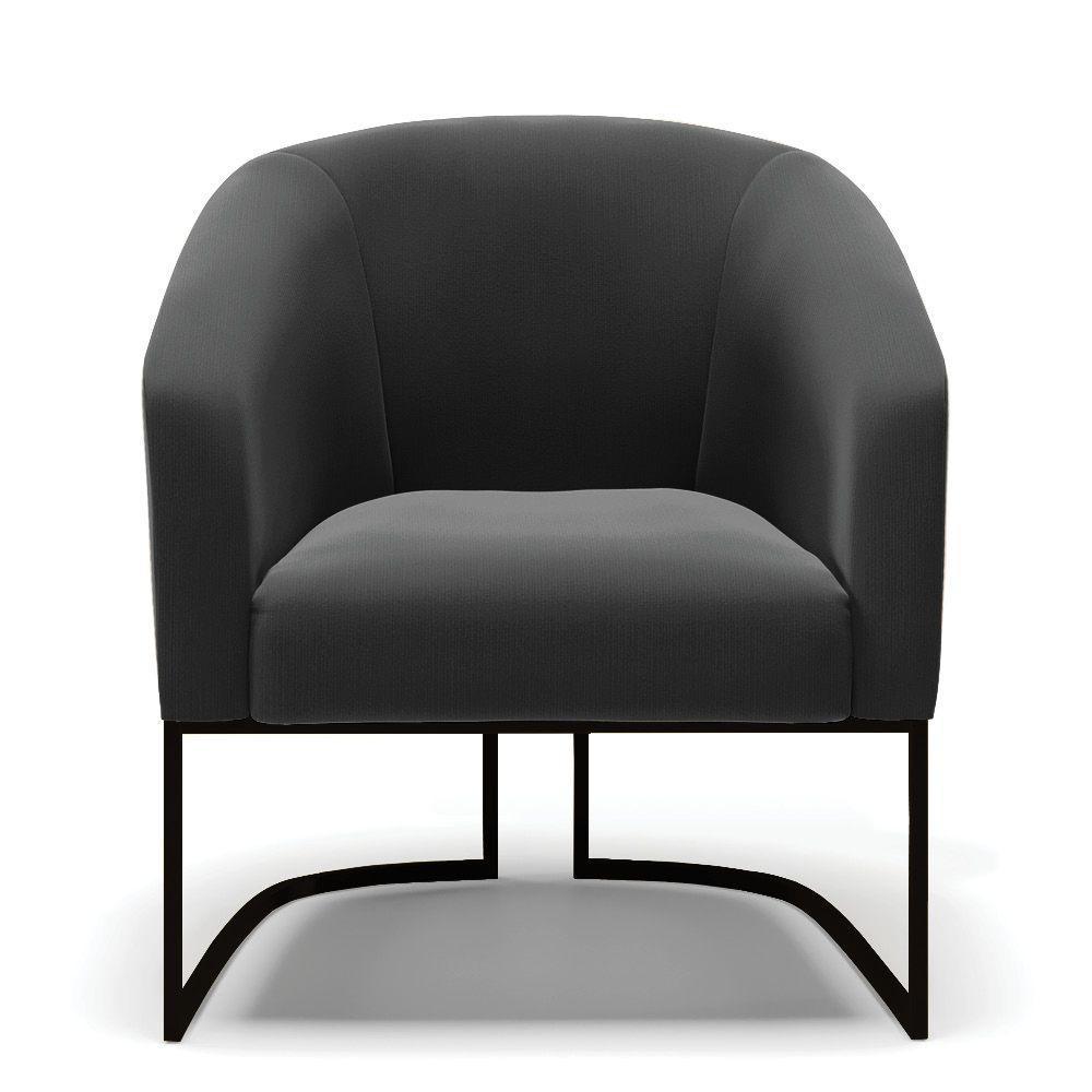 Kit 2 Poltronas Stella Suede Base Industrial Preto - D'Rossi Cor Preto - 7