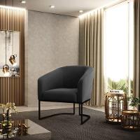 Kit 2 Poltronas Stella Suede Base Industrial Preto - D'Rossi Cor Preto - 8