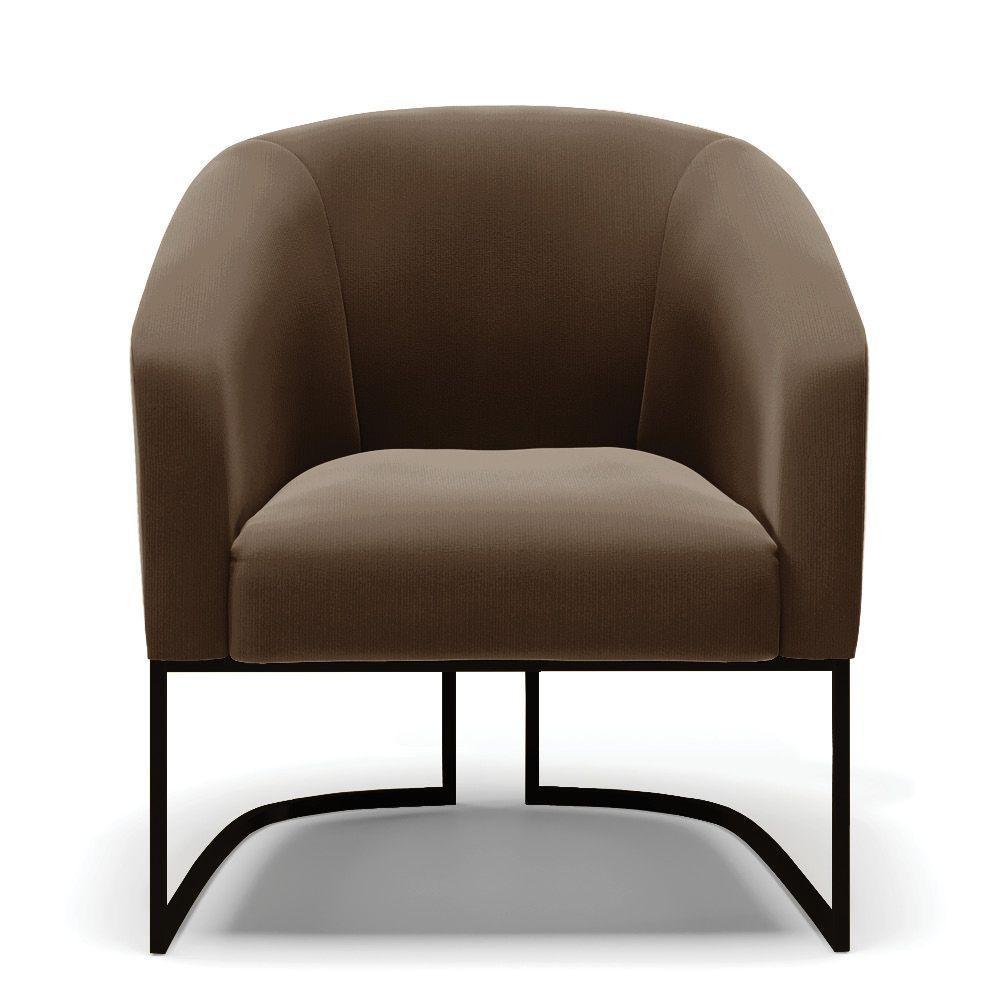 Kit 2 Poltronas Stella Suede Base Industrial Preto - D'Rossi Cor Marrom - 7
